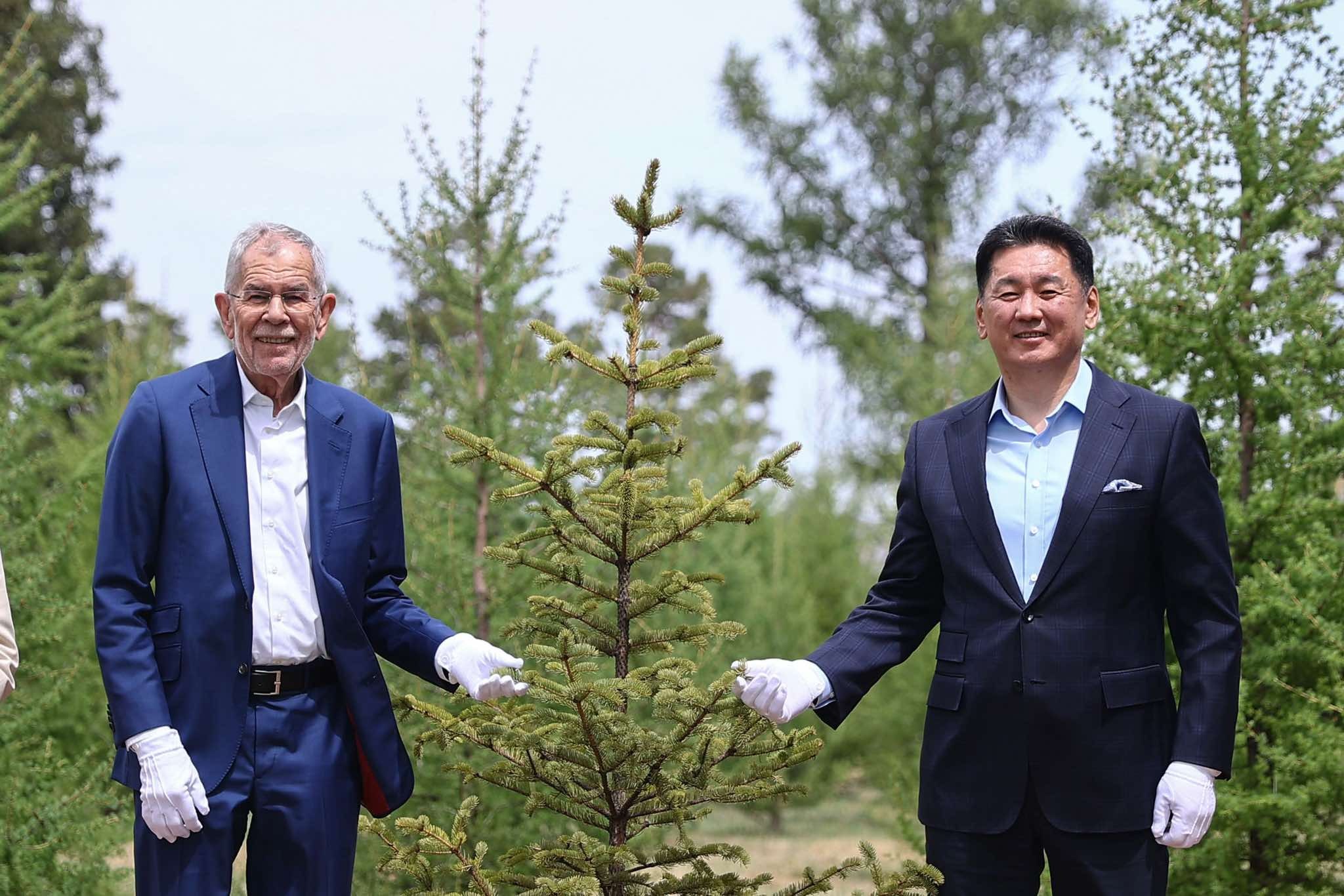 Австри Улсын Ерөнхийлөгч гэргийн хамт дурсгалын мод тарилаа